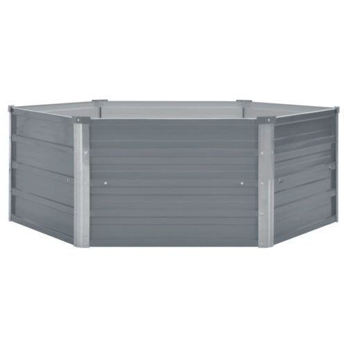 Raised Garden Bed 129x129x46cm Galvanised Steel Grey