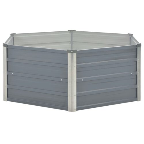 Raised Garden Bed 129x129x46cm Galvanised Steel Grey - Image 3