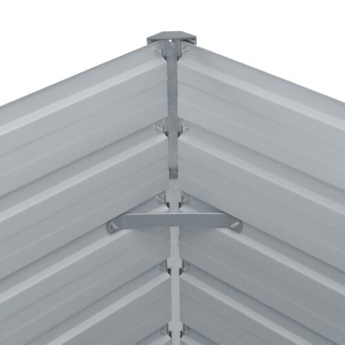 Raised Garden Bed 129x129x46cm Galvanised Steel Grey - Image 5