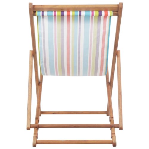 Folding Beach Chair Fabric Wooden Frame Multicolour - Image 2