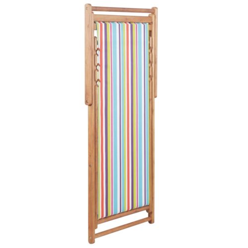 Folding Beach Chair Fabric Wooden Frame Multicolour - Image 4