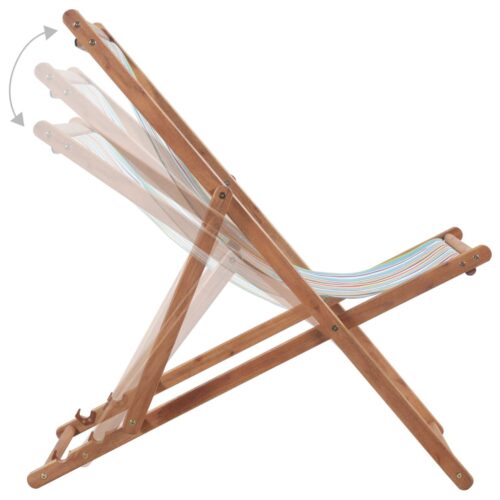 Folding Beach Chair Fabric Wooden Frame Multicolour - Image 5