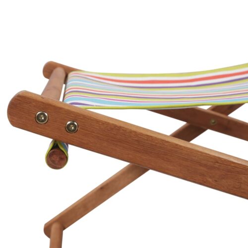 Folding Beach Chair Fabric Wooden Frame Multicolour - Image 7