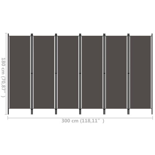 6-Panel Room Divider Anthracite 300x180cm - Image 6