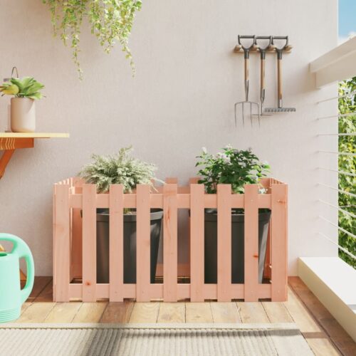 Garden Raised Bed with Fence Design 100x50x50cm Solid Wood Douglas - Image 2