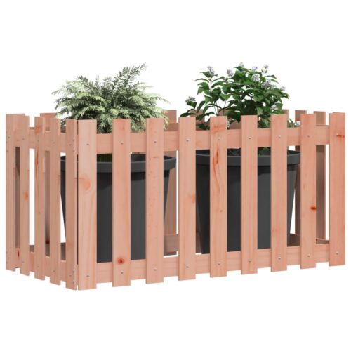 Garden Raised Bed with Fence Design 100x50x50cm Solid Wood Douglas - Image 3