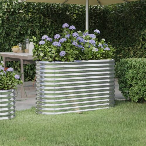 Garden Raised Bed Powder-Coated Steel 114x40x68cm Silver - Image 7