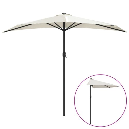 Balcony Parasol with Aluminium Pole Sand 270x144cm Half - Image 2