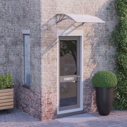 Door Canopy Grey Transparent 80x75cm Polycarbonate - Image 7