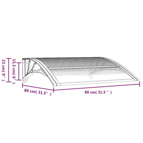 Door Canopy Grey Transparent 80x75cm Polycarbonate - Image 6