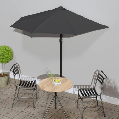 Balcony Parasol with Aluminium Pole Anthracite 270x144cm Half