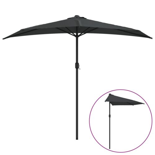 Balcony Parasol with Aluminium Pole Anthracite 270x144cm Half - Image 2