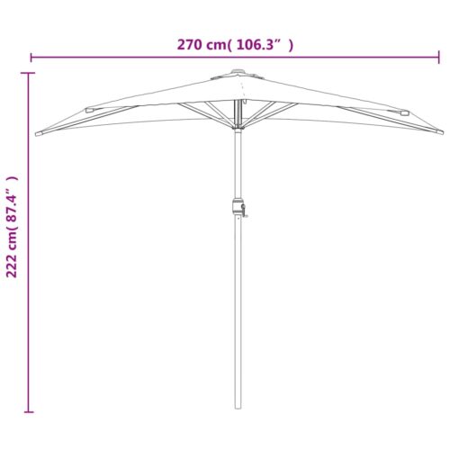 Balcony Parasol with Aluminium Pole Anthracite 270x144cm Half - Image 9