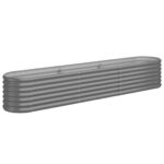 Garden Raised Bed Powder-Coated Steel 224x40x36cm Grey