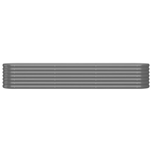 Garden Raised Bed Powder-Coated Steel 224x40x36cm Grey - Image 4