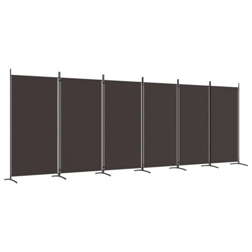 6-Panel Room Divider Folding Privacy Screen Stand Brown 520x180cm Fabric - Image 2
