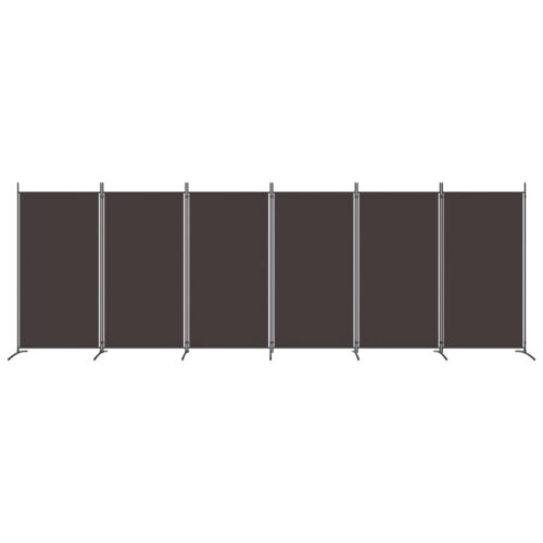 6-Panel Room Divider Folding Privacy Screen Stand Brown 520x180cm Fabric - Image 3