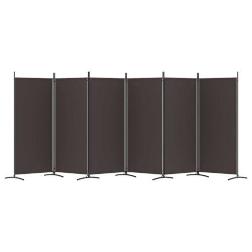 6-Panel Room Divider Folding Privacy Screen Stand Brown 520x180cm Fabric - Image 4