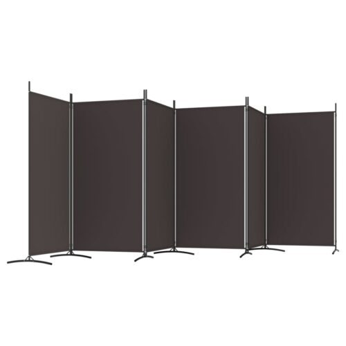 6-Panel Room Divider Folding Privacy Screen Stand Brown 520x180cm Fabric - Image 5