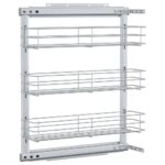 3-Tier Pull-Out Kitchen Wire Basket Silver 47x15.5x55.5 cm