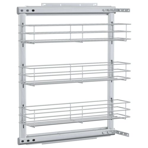 3-Tier Pull-Out Kitchen Wire Basket Silver 47x15.5x55.5 cm