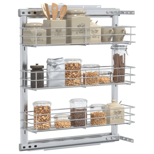 3-Tier Pull-Out Kitchen Wire Basket Silver 47x15.5x55.5 cm - Image 4