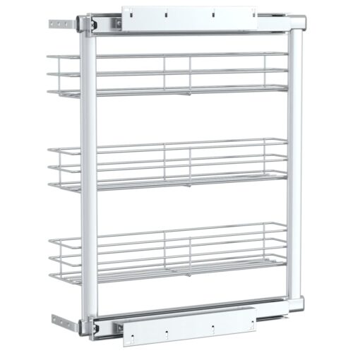 3-Tier Pull-Out Kitchen Wire Basket Silver 47x15.5x55.5 cm - Image 7