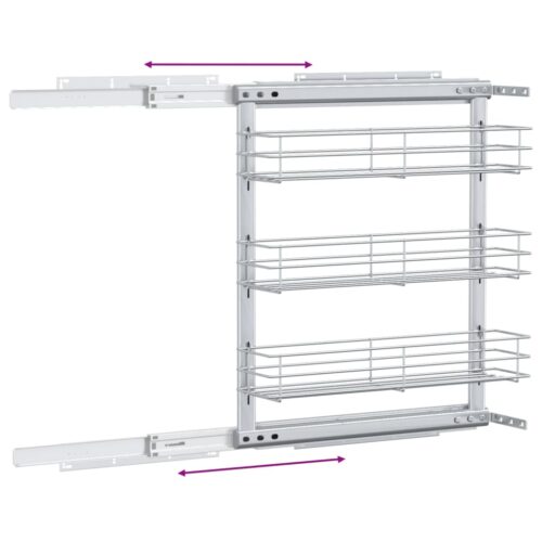3-Tier Pull-Out Kitchen Wire Basket Silver 47x15.5x55.5 cm - Image 9