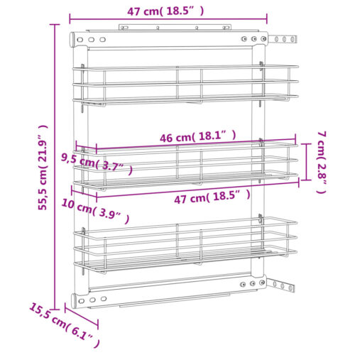 3-Tier Pull-Out Kitchen Wire Basket Silver 47x15.5x55.5 cm - Image 11