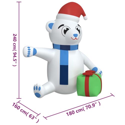 Christmas Inflatable Teddy Bear LED 240cm - Image 11