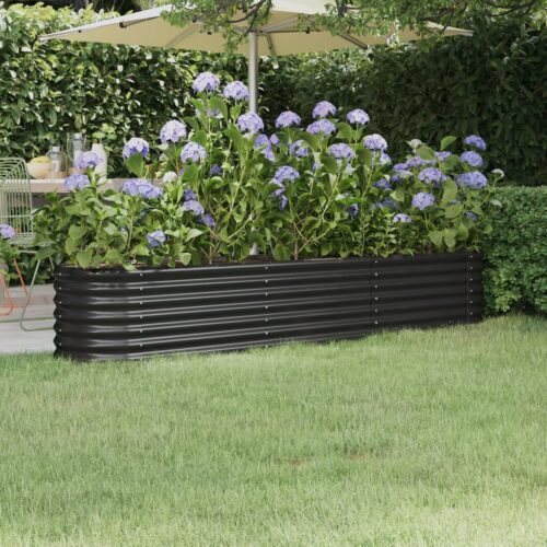 Garden Raised Bed Powder-coated Steel 224x40x36cm Anthracite - Image 7