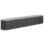 Garden Raised Bed Powder-coated Steel 224x40x36cm Anthracite