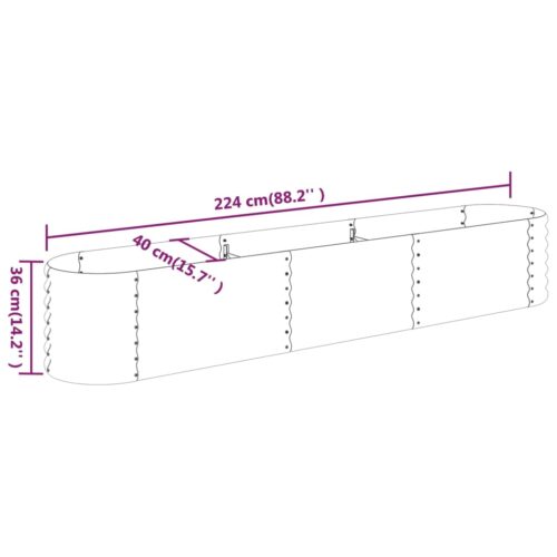 Garden Raised Bed Powder-coated Steel 224x40x36cm Anthracite - Image 6