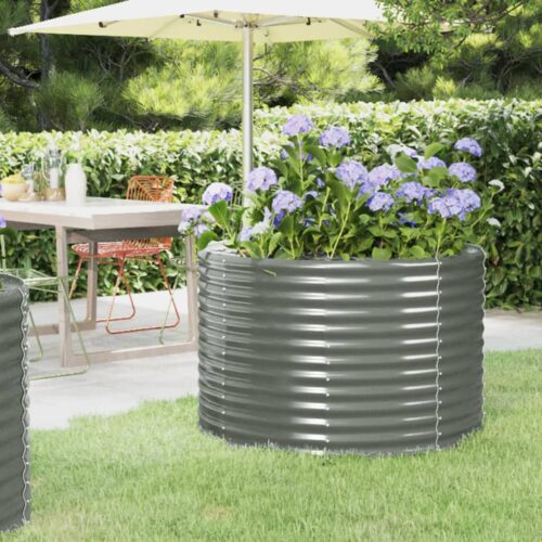 Garden Raised Bed Powder-Coated Steel 100x100x68cm Grey - Image 5