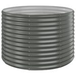 Garden Raised Bed Powder-Coated Steel 100x100x68cm Grey