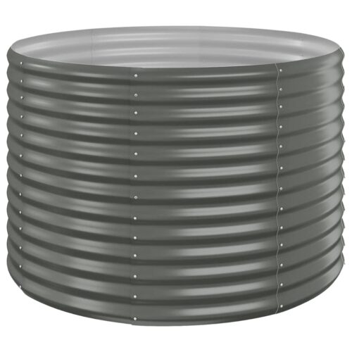 Garden Raised Bed Powder-Coated Steel 100x100x68cm Grey
