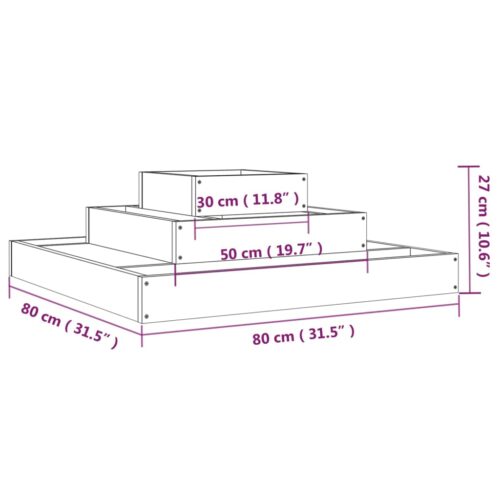 Planter Grey 80x80x27cm Solid Wood Pine - Image 7