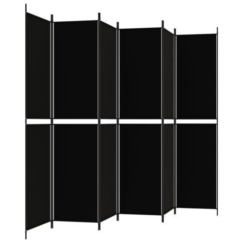 6-Panel Room Divider Black 300x220cm Fabric - Image 4