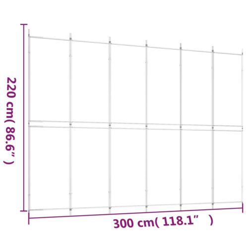 6-Panel Room Divider Black 300x220cm Fabric - Image 7