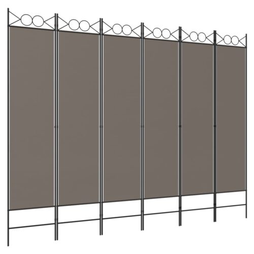 6-Panel Room Divider Folding Fabric Privacy Screen Stand Anthracite 240x200cm - Image 2