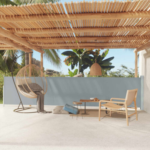 Outdoor Patio Retractable Side Awning Sun Blinds Privacy Screen 117x600cm Grey
