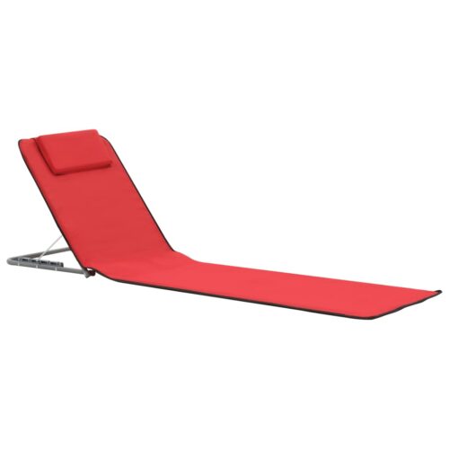 Folding Beach Mats 2pcs Steel Fabric Red - Image 2