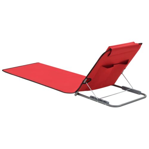 Folding Beach Mats 2pcs Steel Fabric Red - Image 4
