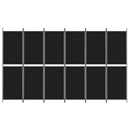 6-Panel Room Divider Folding Wall Privacy Screen Stand Fabric Black 300x180cm - Image 3