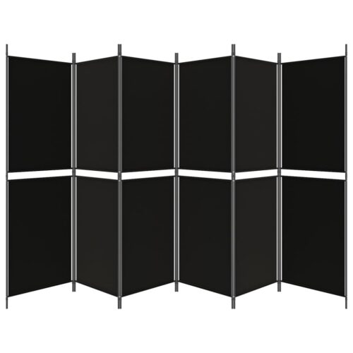 6-Panel Room Divider Folding Wall Privacy Screen Stand Fabric Black 300x180cm - Image 4