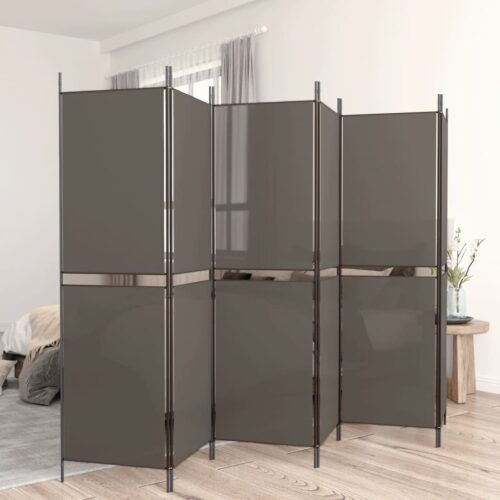 6-Panel Room Divider Folding Fabric Privacy Screen Stand Anthracite 300x200cm - Image 9