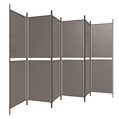 6-Panel Room Divider Folding Fabric Privacy Screen Stand Anthracite 300x200cm