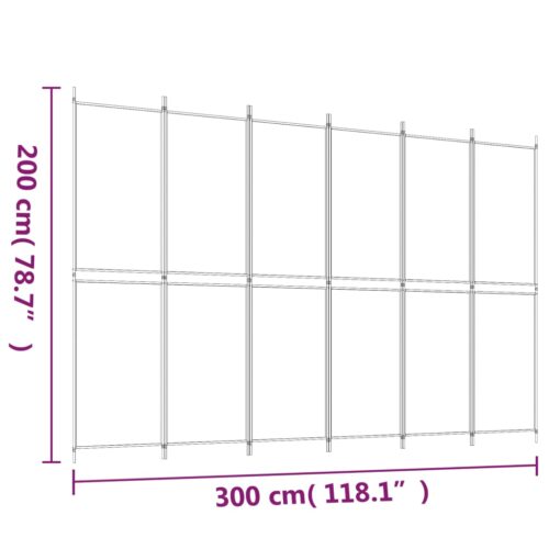 6-Panel Room Divider Folding Fabric Privacy Screen Stand Anthracite 300x200cm - Image 8