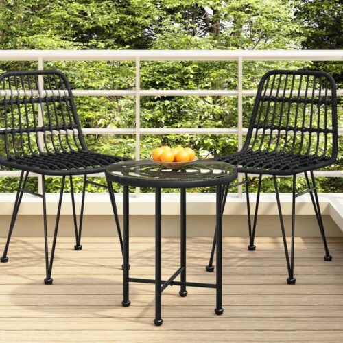 Dining Table Black 50cm Tempered Glass Steel - Image 7