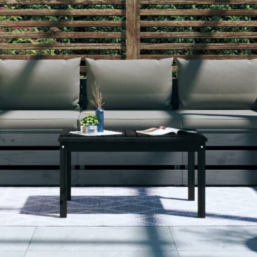 Garden Table Black 82.5x50.5x45cm Solid Wood Pine - Image 2
